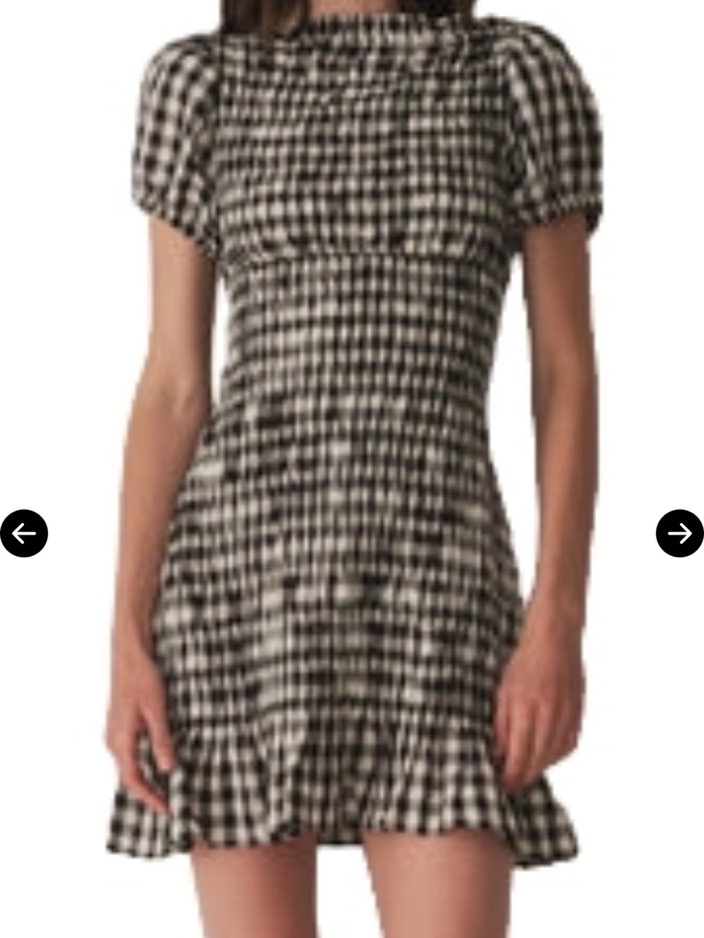 Doen Black and White Gingham Smocked Midi Dress